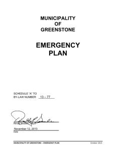 municipality of greenstone emergency plan