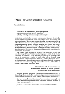 “Mass” in Communication Research