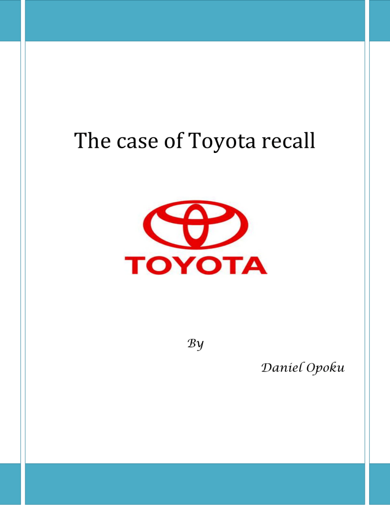 toyota brake recall case study