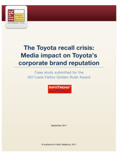 The Toyota recall crisis - Institute for Public Relations