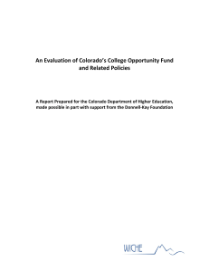 An Evaluation of Colorado's College Opportunity Fund and Related