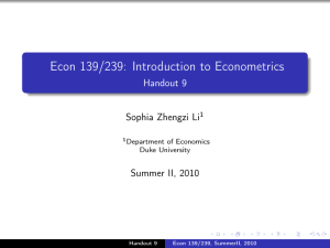 Econ 139/239: Introduction to Econometrics