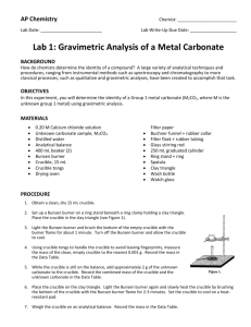 Lab 1: Gravimetric Analysis of a Metal Carbonate