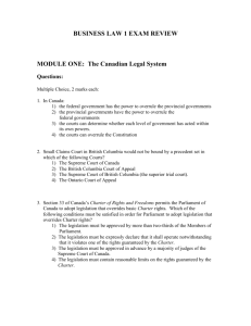 BUSINESS LAW 1 EXAM REVIEW MODULE ONE: The Canadian