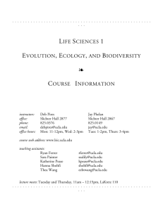 LIFE SCIENCES 1 EVOLUTION, ECOLOGY, AND