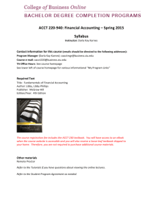 ACCT 220-‐940: Financial Accounting – Spring 2015 Syllabus