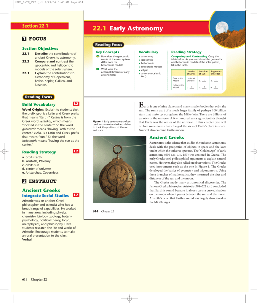 22.1 Early Astronomy - VM Earth & Space Science