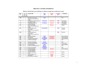 1 BIOLOGY COURSE OFFERINGS