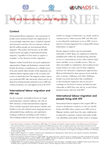 Policy Brief - HIV and International Labour Migration