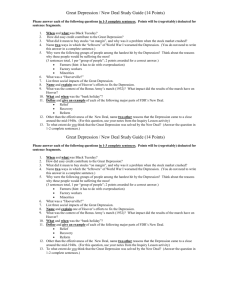 Great Depression / New Deal Study Guide (14 Points) Great