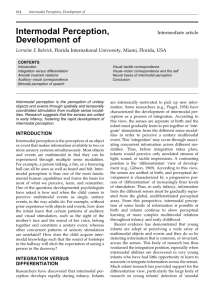 Development of intermodal perception. In L. Nadel (Ed.)