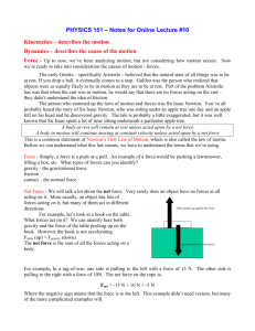 PHYSICS 151 – Notes for Online Lecture #10 Kinematics