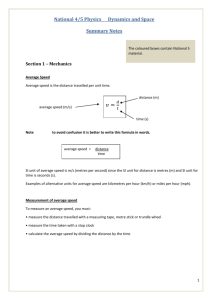 National 4/5 Physics Dynamics and Space Summary Notes