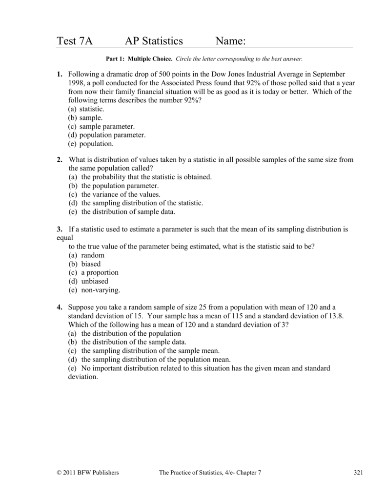 Bestseller: Ap Statistics Chapter 8 Test Multiple Choice Answers