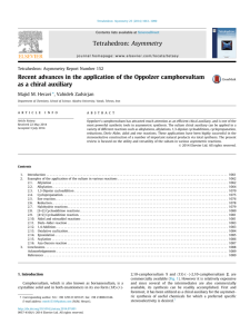 Recent advances in the application of the Oppolzer camphorsultam