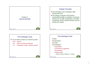 LIFE IN WATER Chapter Concepts The Hydrologic Cycle The