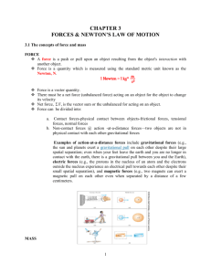 CHAPTER 3 FORCES & NEWTON'S LAW OF MOTION