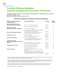 Transfer Pathway Between Valencia College and University of