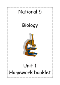 National 5 Biology Unit 1 Homework booklet