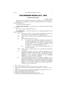 the minimum wages act, 1948 - Mahakamgar Department of Labour