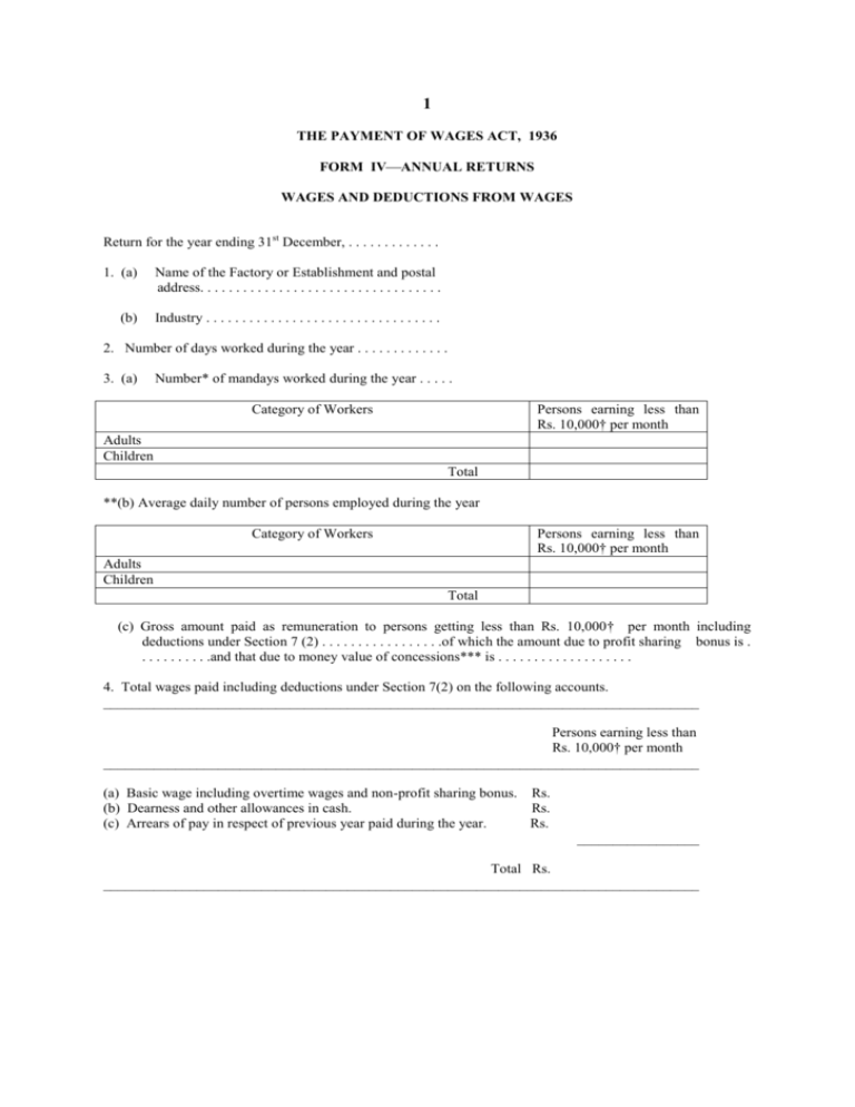 the-payment-of-wages-act-1936-form-iv