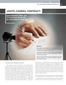 Lights, Camera, Contract!: Entertainment, Film, and TV Contracts: Be