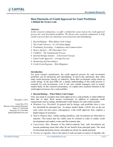 Nine Elements of Credit Approval for Cash Portfolios