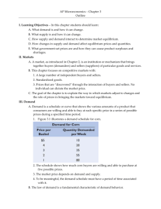 AP Microeconomics – Chapter 3 Outline I. Learning Objectives – In