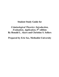 Student Study Guide for Criminological Theories: Introduction