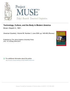 Technology, Culture, and the Body in Modern America