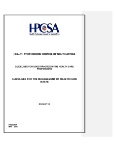 Guidelines for the Management of Health Care Waste