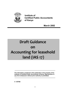 Draft Guidance on Accounting for leasehold land (IAS 17)