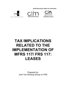 tax implications related to the implementation of mfrs 117/ frs 117