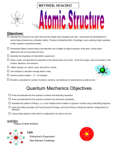 Quantum Mechanics Objectives