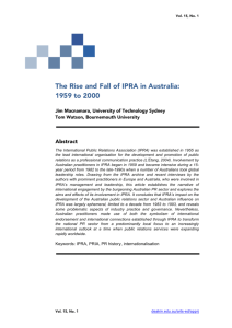 The Rise and Fall of IPRA in Australia: 1959 to 2000