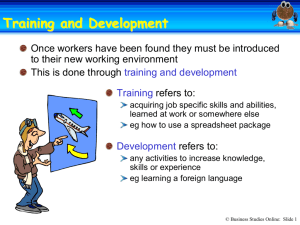 Training and Development Training and Development