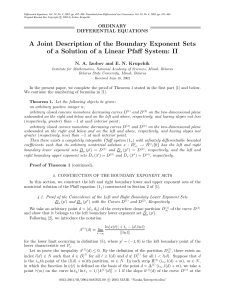 A Joint Description of the Boundary Exponent Sets of a Solution of a