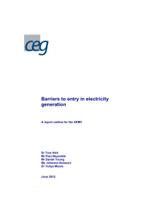 Barriers to entry in electricity generation
