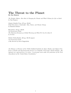 The Threat to the Planet - Columbia University Department of