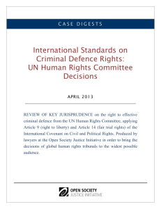 International Standards on Criminal Defence Rights