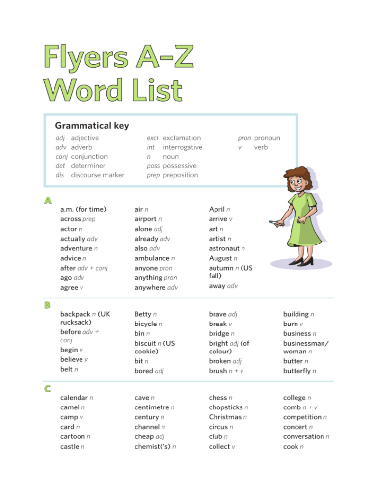 Flyers A Z Word List