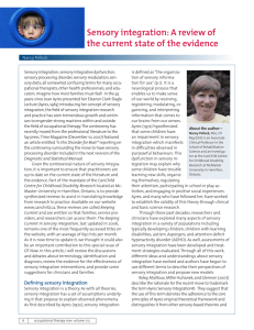 Sensory integration: A review of the current state of the evidence