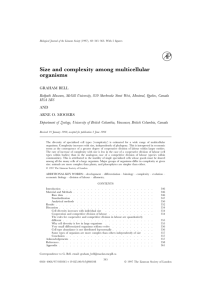 Size and Complexity Among Multicellular Organisms