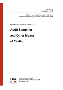 HKSA 530 Audit Sampling and Other Means of Testing