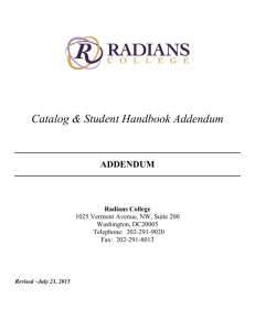Student Catalog Addendum