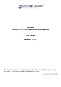 FIT1030 Introduction to business information systems Unit Guide
