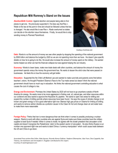 Republican Mitt Romney's Stand on the Issues