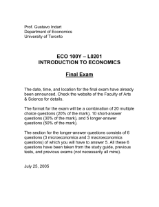 ECO 100Y – L0201 INTRODUCTION TO ECONOMICS Final Exam