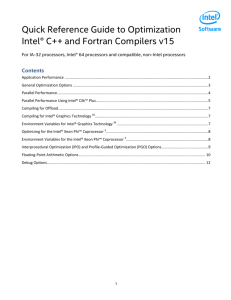 Quick Reference Guide to Optimization with Intel® Compilers V15
