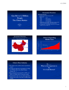 Gan Bei to 1.3 Billion People Th Chi M k t e China Market The China
